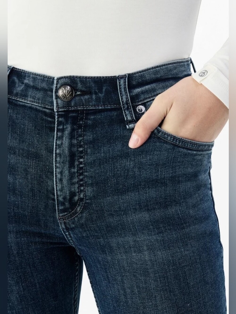 Rag & Bone Flexi Raw Hem Ankle Flare Jeans in Paz Blue - Picture 5 of 16